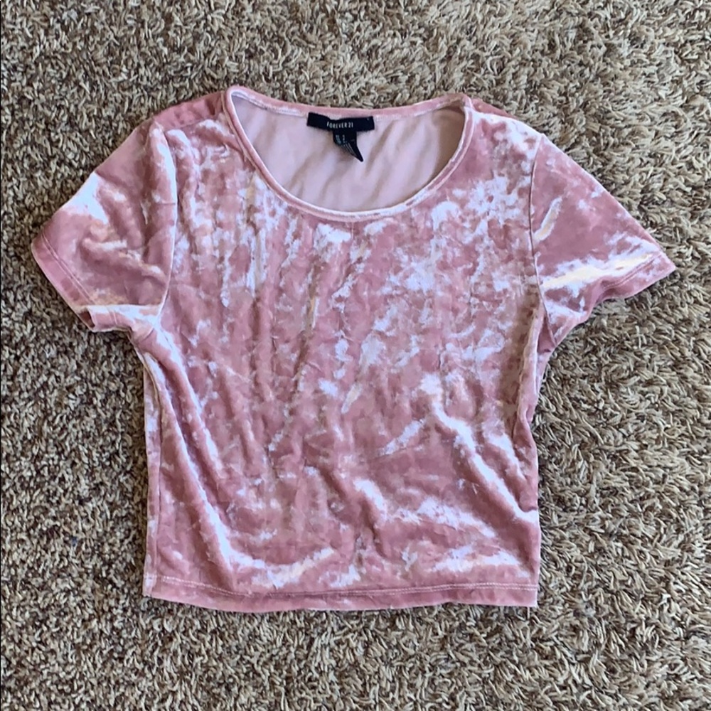 Pink velvet crop top